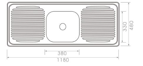 1180*480*170mm Square Stainless Steel Sink [16-FE118R]