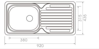 915*430*170mm Square Stainless Steel Sink [16-FH900B]