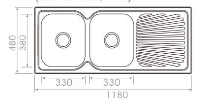 1180*480*170mm Square Stainless Steel Sink With Drainer [16-FK118S]