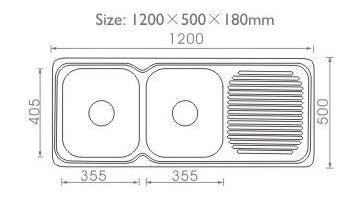 1200*500*180mm Square Stainless Steel Sink With Drainer [16-FR120K]
