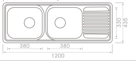 1200*435*170mm Square Stainless Steel Sink With Drainer [16-FC120P]