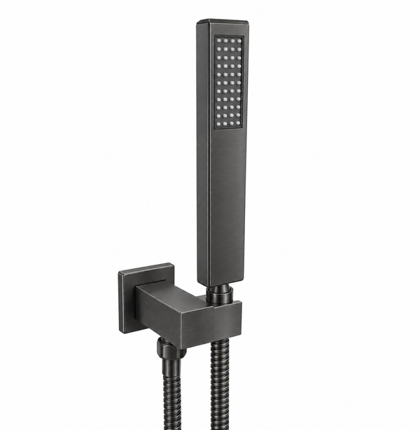 Sqaure Shower Rail with Hanheld Shower (Stainless Steel Hose) [42-2127.SH.N + S2.HHS / 42-2041]