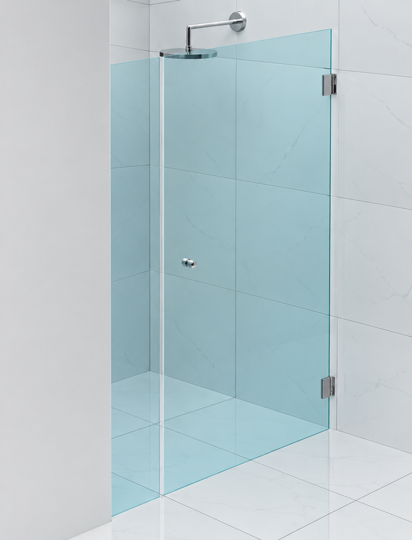 Height 2050mm P(A) Fully Frameless Door & Fixed Panel Pivot Door Shower Screen - FRONT PANEL [23-P-R+D]