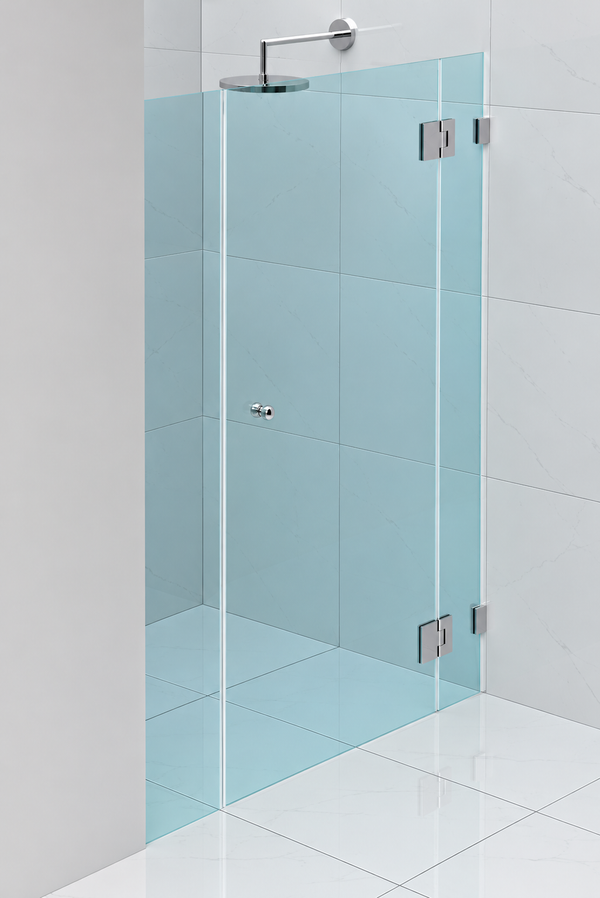 Height 2050mm P(B) Fully Frameless Hinge & Door & Fixed Panel Pivot Door Shower Screen - FRONT PANEL [23-P-R+D+H]