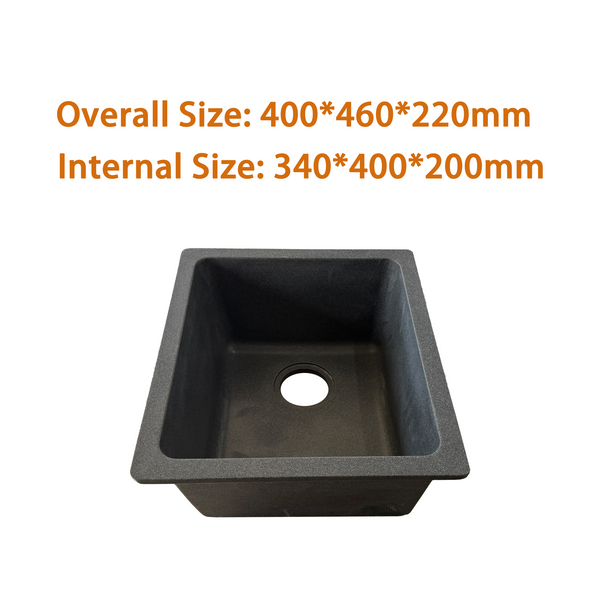 460*400*250 Kitchen Sink Laundry Dark Grey Granite Stone Sinks Single Bowl Basin [44-GS4046G]