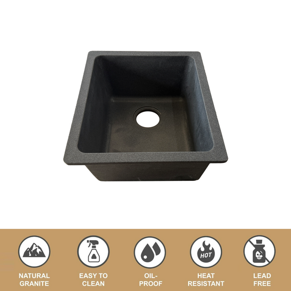 460*400*250 Kitchen Sink Laundry Dark Grey Granite Stone Sinks Single Bowl Basin [44-GS4046G]