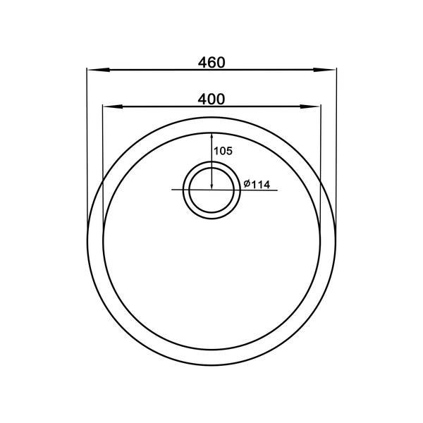 460*460*220 Kitchen Sink Laundry Dark Grey Granite Stone Round Sinks Single Bowl Basin [44-GS4646G]