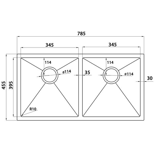 780*455*220 Kitchen Sink Laundry Dark Grey Granite Stone Sinks Double Bowls Basin [44-GS7846G]