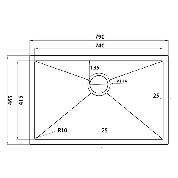 790*470*240mm Kitchen Sink Laundry Black Granite Stone Sinks Single Bowl Basin [44-GS7947B]