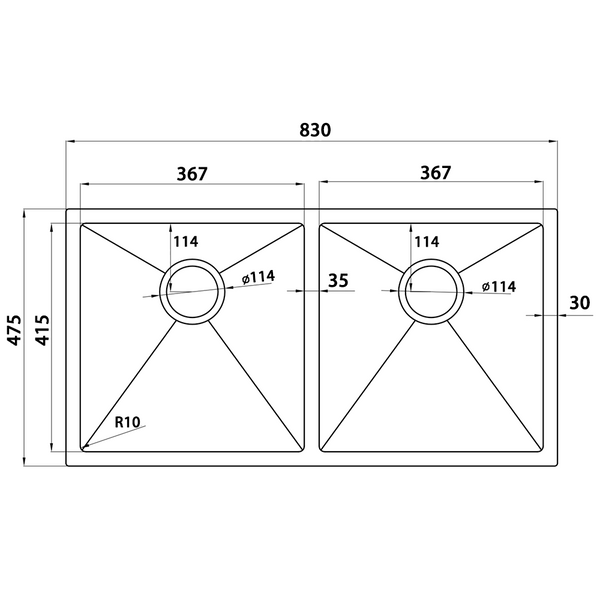 SALE - 830*475*250mm Glitter Black Granite Stone Double Bowls Kitchen Laundry Sink 44-GS8348B] [44-1453]