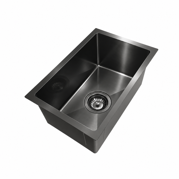 300*450*200 Kitchen Sink Laundry Handmade Black Nano Stainless Steel Single Bowl [44-HF3045B / 44-1180]
