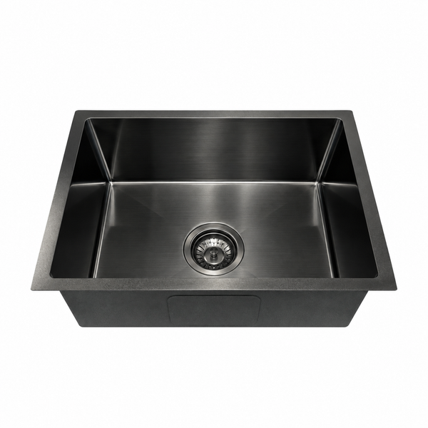 600*450*220 Kitchen Sink Laundry Handmade Black Nano Stainless Steel Single Bowl [44-HF6045B / 44-1178]