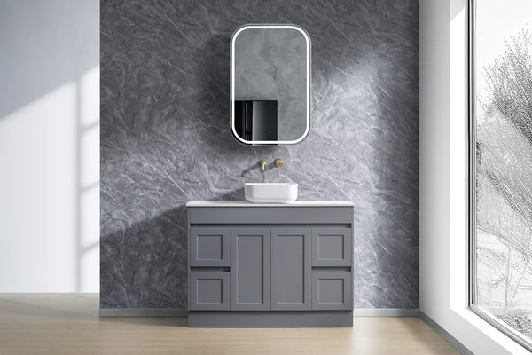 Quinn - Matte Grey Hamptons Style Freestanding Vanity 600-1800mm [20-SK76-WGM]