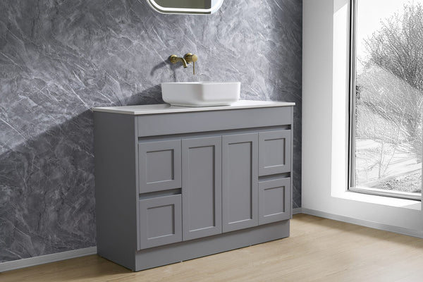 Quinn - Matte Grey Hamptons Style Freestanding Vanity 600-1800mm [20-SK76-WGM]