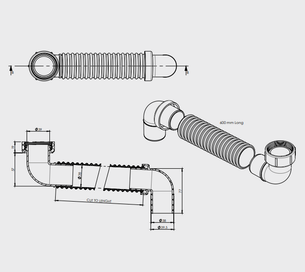 Bathtub Drain Pipe - Universal 40mm [19-31916]