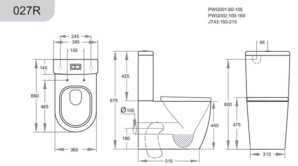 Elvera - Ambulant Rimless Flush Toilet Easy Height Toilet [19-KDK027R]