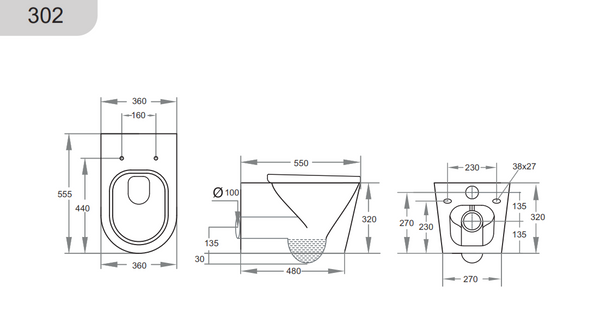 Avery - Box Rim Wall Hung Pan [19-KDK302]