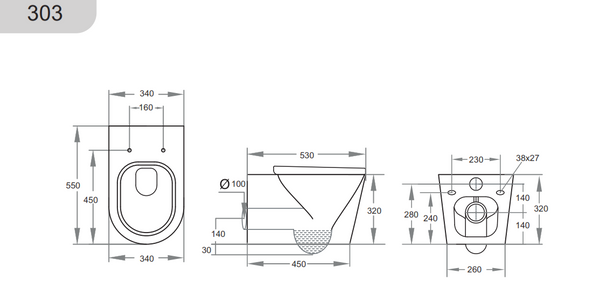 Qubist - Box Rim Wall Hung Pan [19-KDK303]