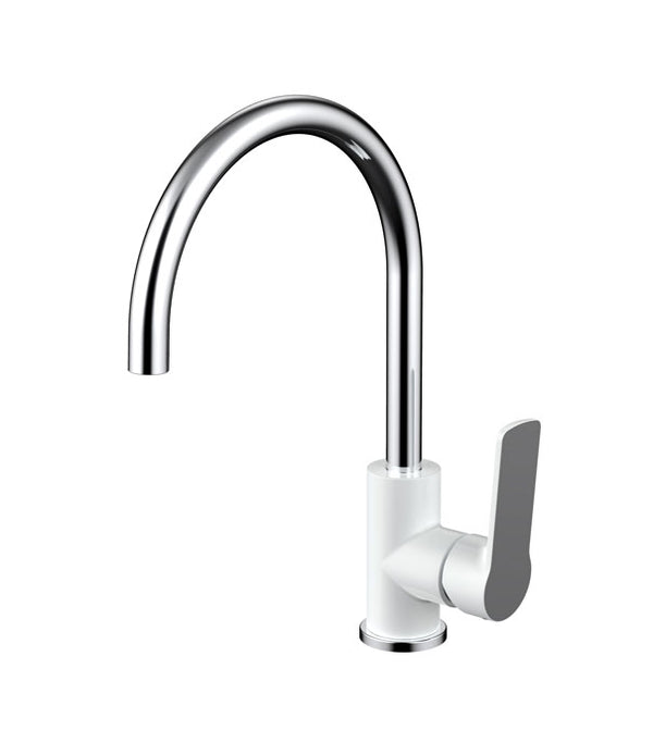 Round Kitchen Mixer Chrome & White [18-BTC7360]