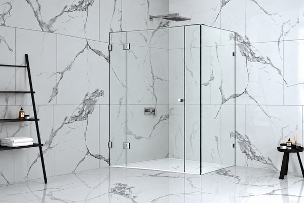 Height 2100mm P(B) Fully Frameless Hinge & Door & Fixed Panel Pivot Door Shower Screen - FRONT PANEL [25-W21+W21-H+D]