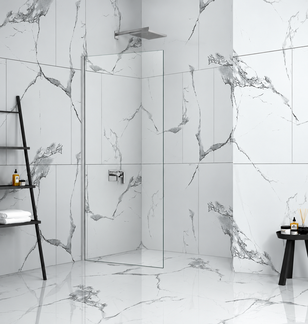 Height 2100mm Fully Frameless Fixed Panel OR Pivot Door Shower Screen - RETURN PANEL [25-W21 / 25-2095]