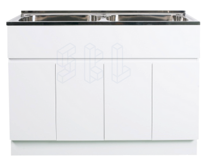 Laundry Trough - Double Bowl MDF Cabinet 1160x500x882mm [39-1260]