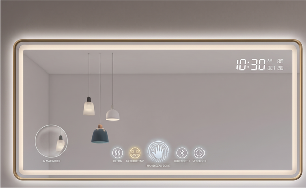 Rectangle Frameless LED Mirror 900x700/1200x750mm [15-MIR-7090/7512-R / 15-2218]