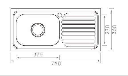 760*360*155mm Square Stainless Steel Sink [16-NH327S]