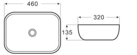 Rectangle Ultra Slim Above Count Basin 460x320x135mm [19-PA4632]