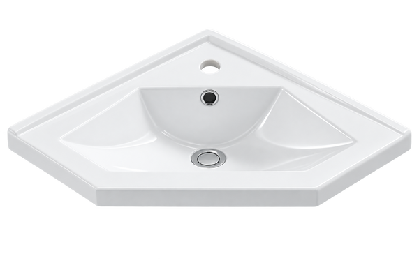 Serin - Gloss White Corner Freestanding Vanity with Handle 410x410x840mm [20-SERIN / 20-1655]