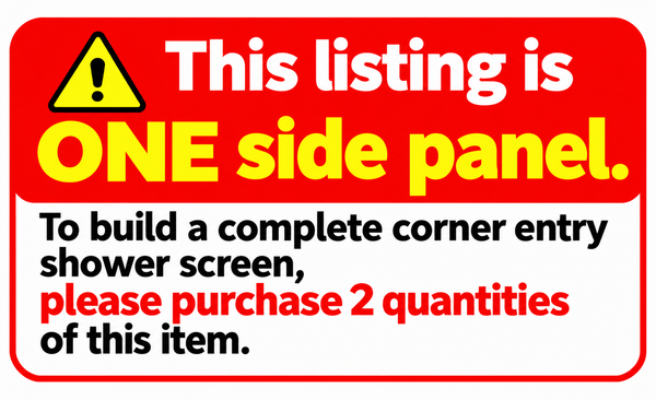 Height 2050mm Semi Frameless Corner Entry Sliding Shower Screen - ONE PANEL [25-S3 / 25-2054]