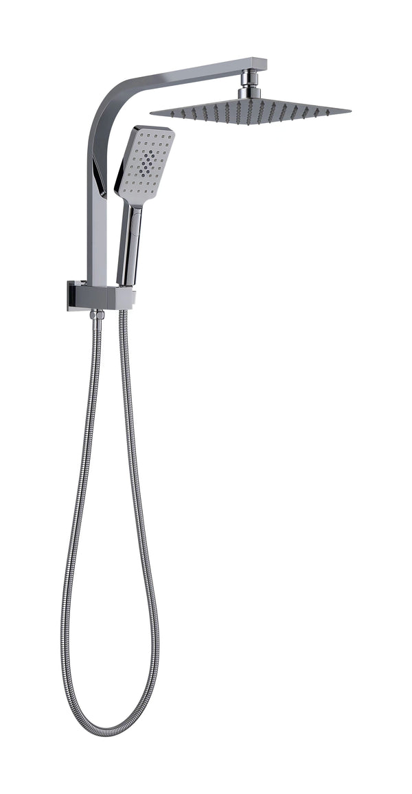 Square Shower Set with Diverter- Chrome / Matte Black [44-SH1002]
