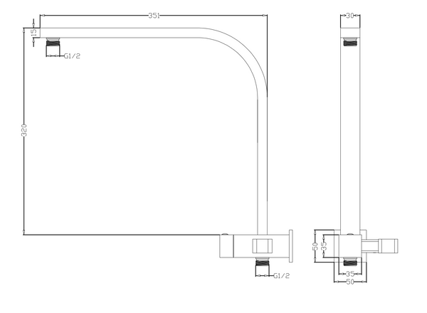 Square Shower Set with Diverter- Chrome / Matte Black [44-SH1002]