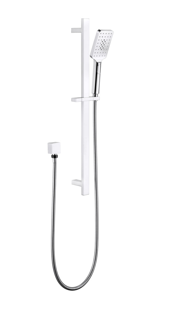 Square Shower Set with Adjustable Rail- Chrome / Matte Black [44-SH1003]