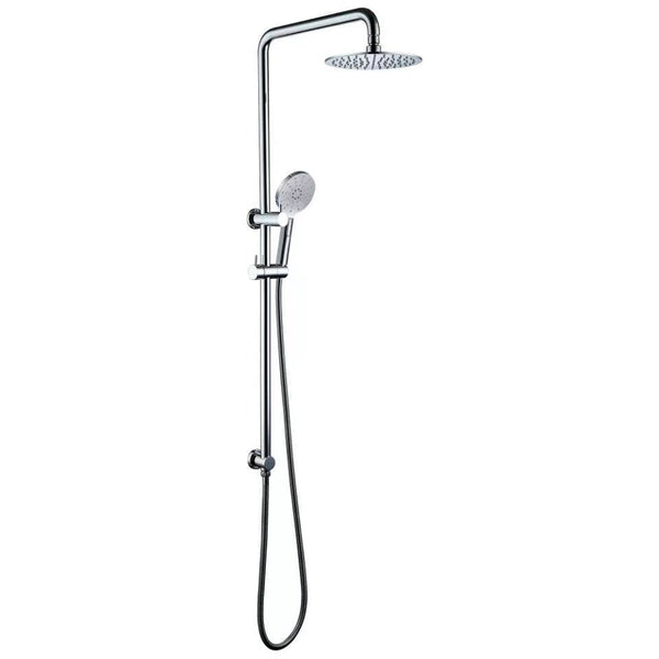 Round Dual Shower Set with Diverter & Adjustable Rail- Chrome / Matte Black [44-SH2001]