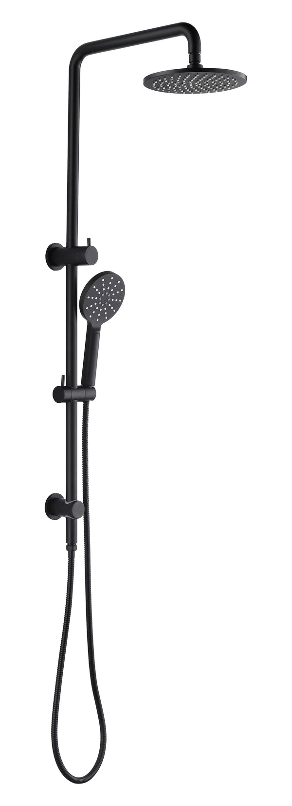Round Dual Shower Set with Diverter & Adjustable Rail- Chrome / Matte Black [44-SH2001]