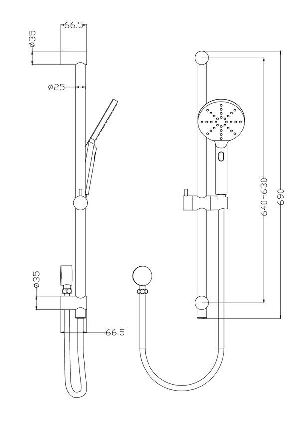Round Shower Set with Adjustable Rail [44-SH2003]