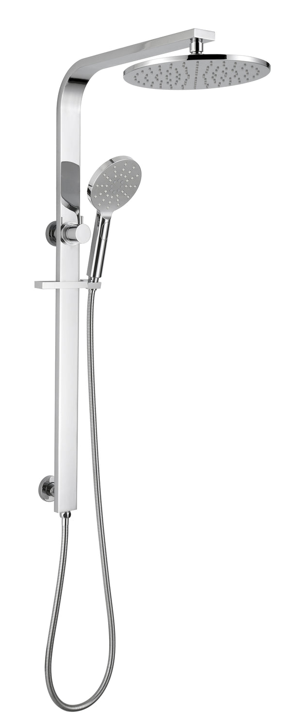 Round Dual Shower Set with Diverter & Adjustable Rail (Width50mm)- Chrome / Matte Black [44-SH3001]