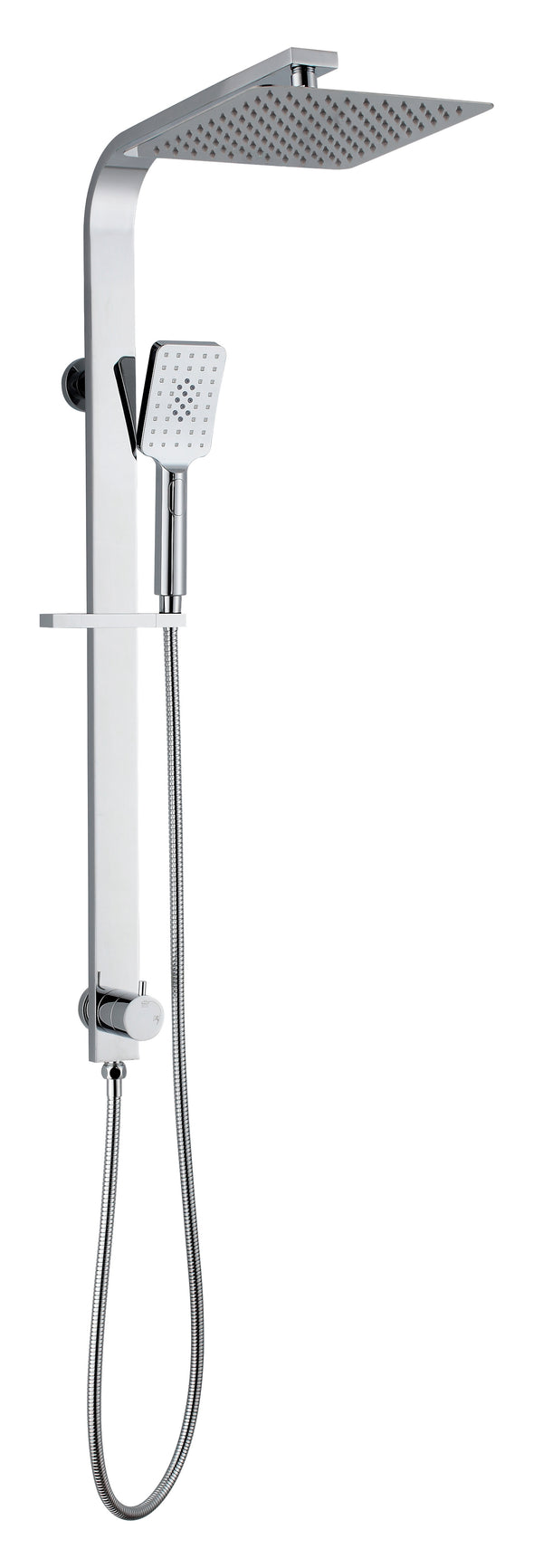 Square Dual Shower Set with Diverter & Adjustable Rail- Chrome / Matte Black [44-SH3002]