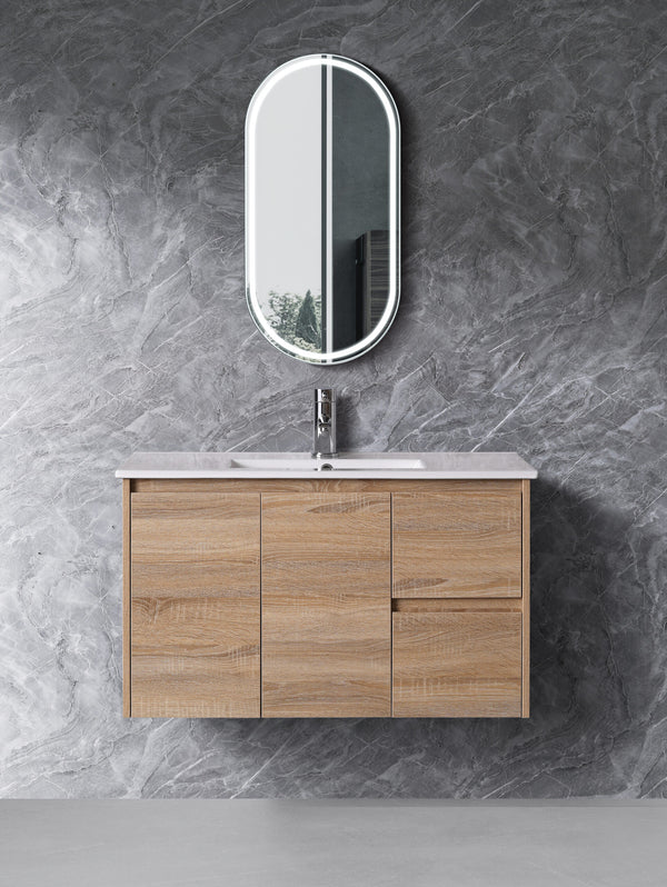 Sierra - Natural Timber Slim 360mm Width Freestanding Vanity 600-900mm [20-WH32-A8]