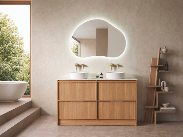 Noma - Rosewood Fluted Fresstanding Vanity 900-1500mm [20-SK70-A6]