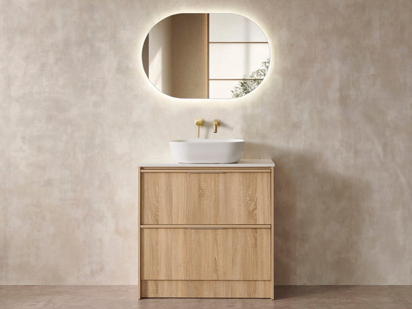 Noma - Natural Timber Fluted Fresstanding Vanity 900-1500mm [20-SK70-A8]