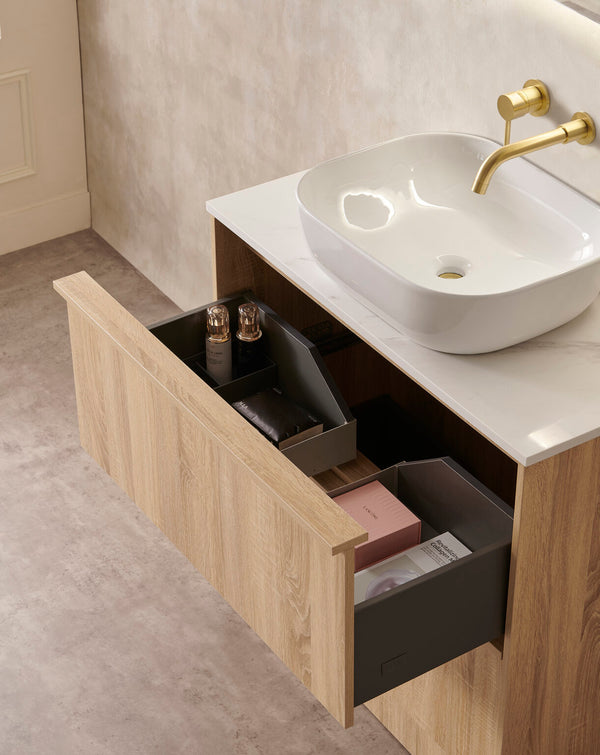Noma - Natural Timber Fluted Fresstanding Vanity 900-1500mm [20-SK70-A8]