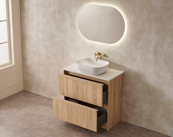 Noma - Natural Timber Fluted Fresstanding Vanity 900-1500mm [20-SK70-A8]