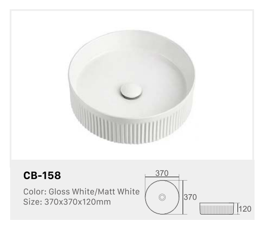 Fluted White Basin 370X370X120mm [20-CB-158]