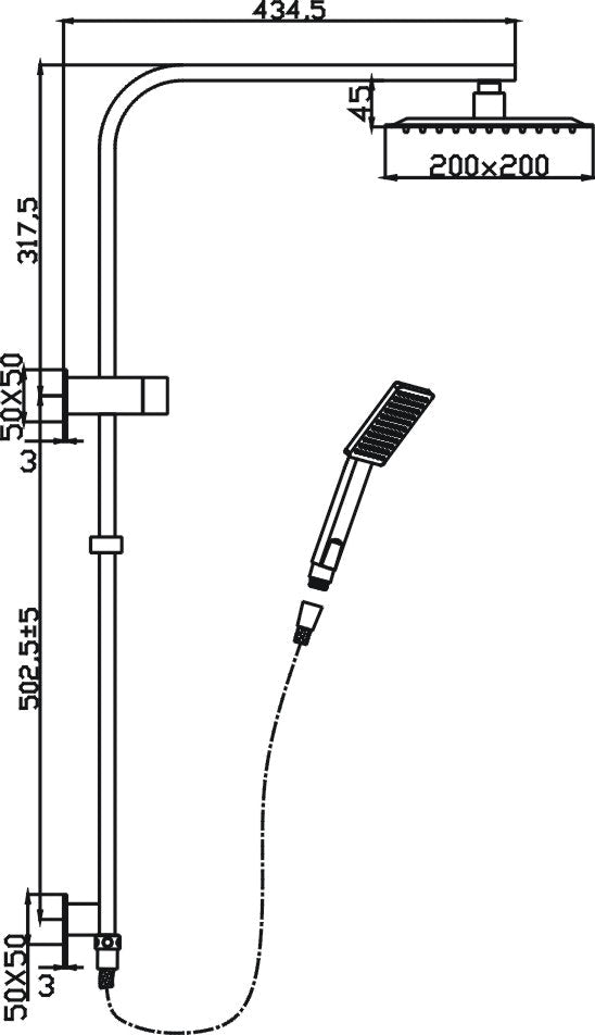 Bonza Shower System With Rail [29-SRD7-SH11-HS11]