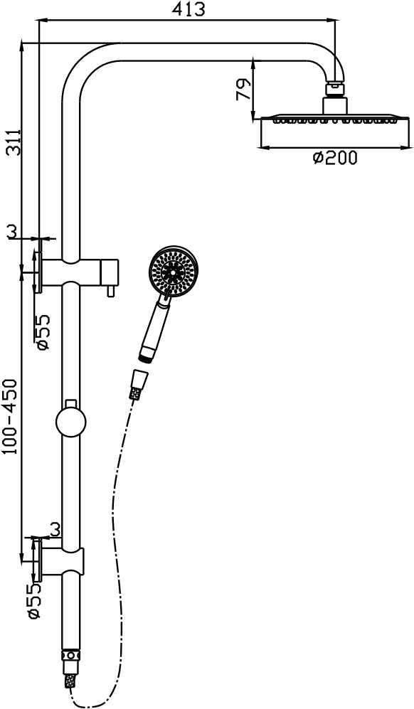Logan Shower System With Rail [29-SRD9-SH15-HS22]