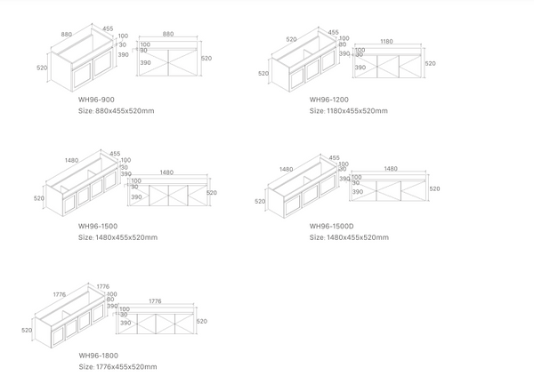 Paris Series Wall Hung Vanity (WH96)