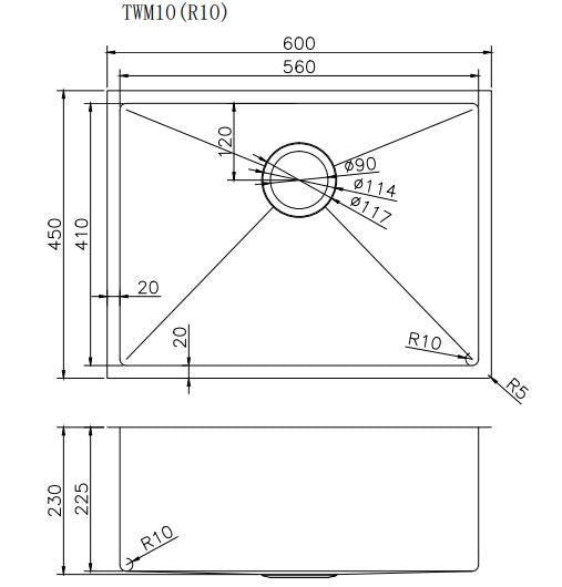 600*450*230mm Stainless Steel Sink in Multi Colours [42-TWM10 / 42-2270]