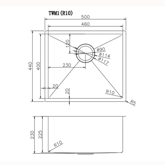 500*400*230mm Stainless Steel Sink [42-TWM1 / 42-2260]